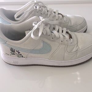 White and Blue Nike Air Sneakers